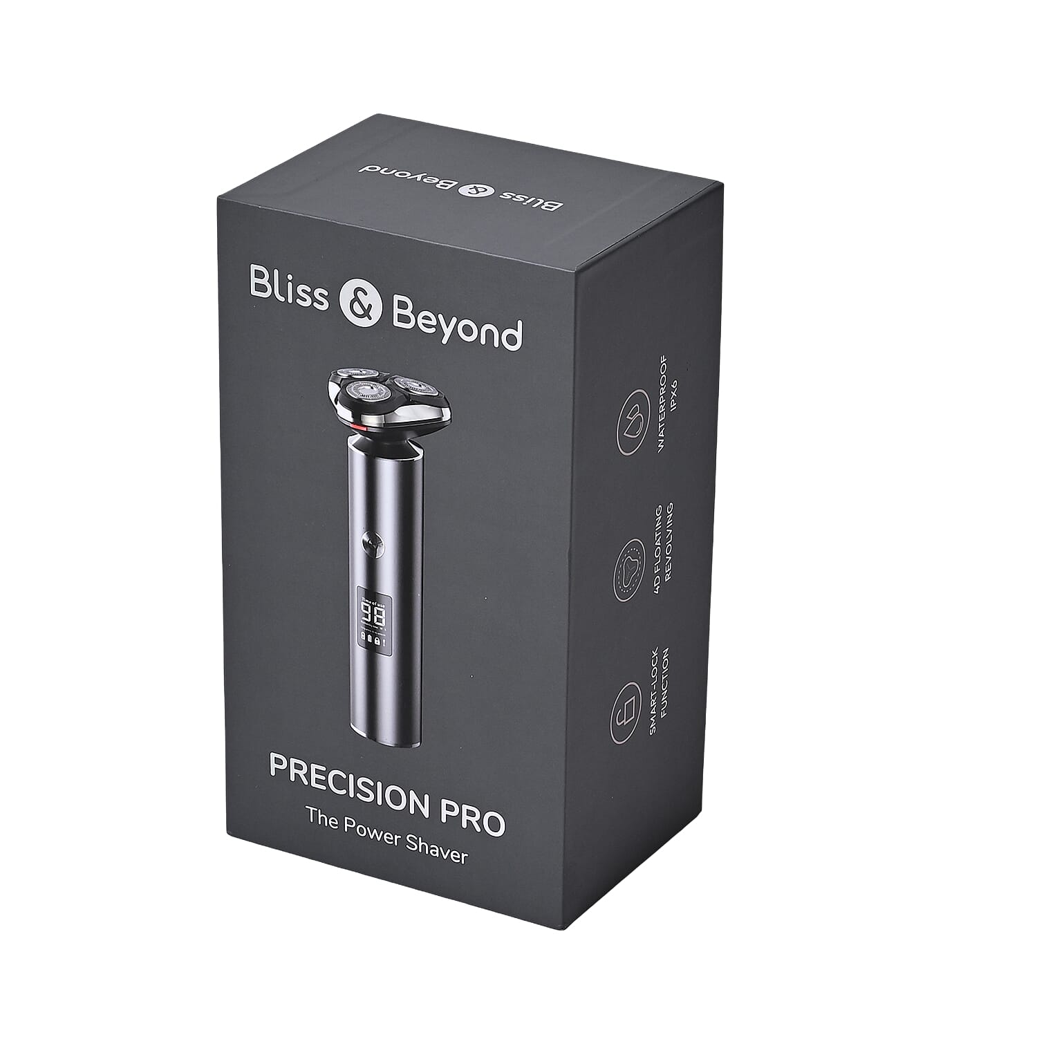 Bliss & Beyond Mens Metal Electric Shaver - IPX6 Waterproof, LED Display & Fast Charge - Black