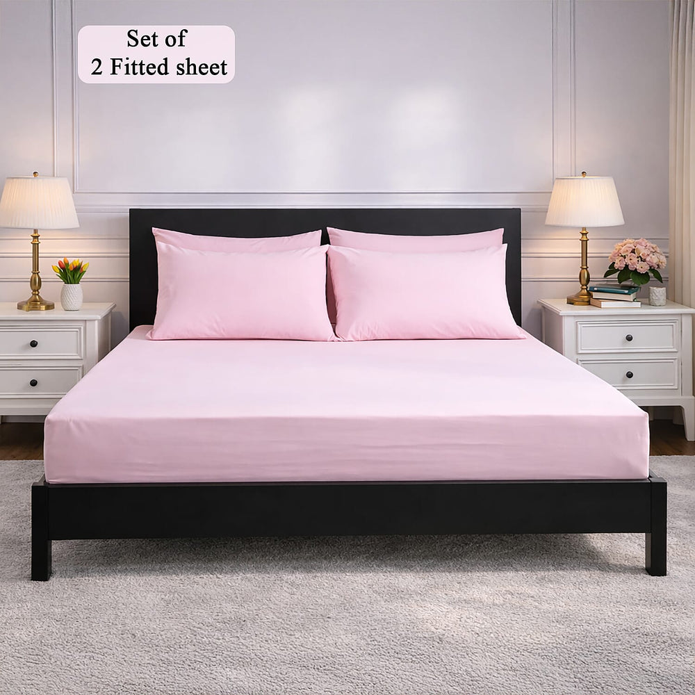 Hush Heven 6-Piece Bedding Set- Includes 2 Fitted Sheets - 4 Pillowcases (Double) - Blush Pink