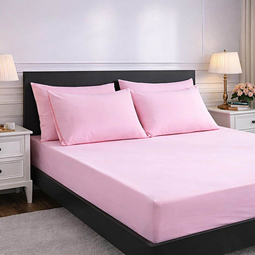 Hush Heven 6-Piece Bedding Set- Includes 2 Fitted Sheets - 4 Pillowcases (Double) - Blush Pink
