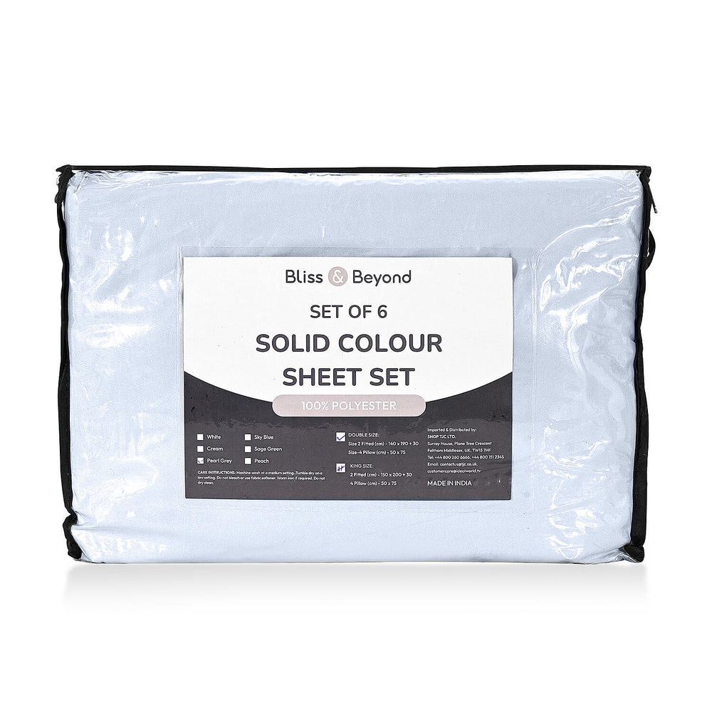 Hush Heven 6-Piece Bedding Set- Includes 2 Fitted Sheets - 4 Pillowcases (Double) - Light Blue