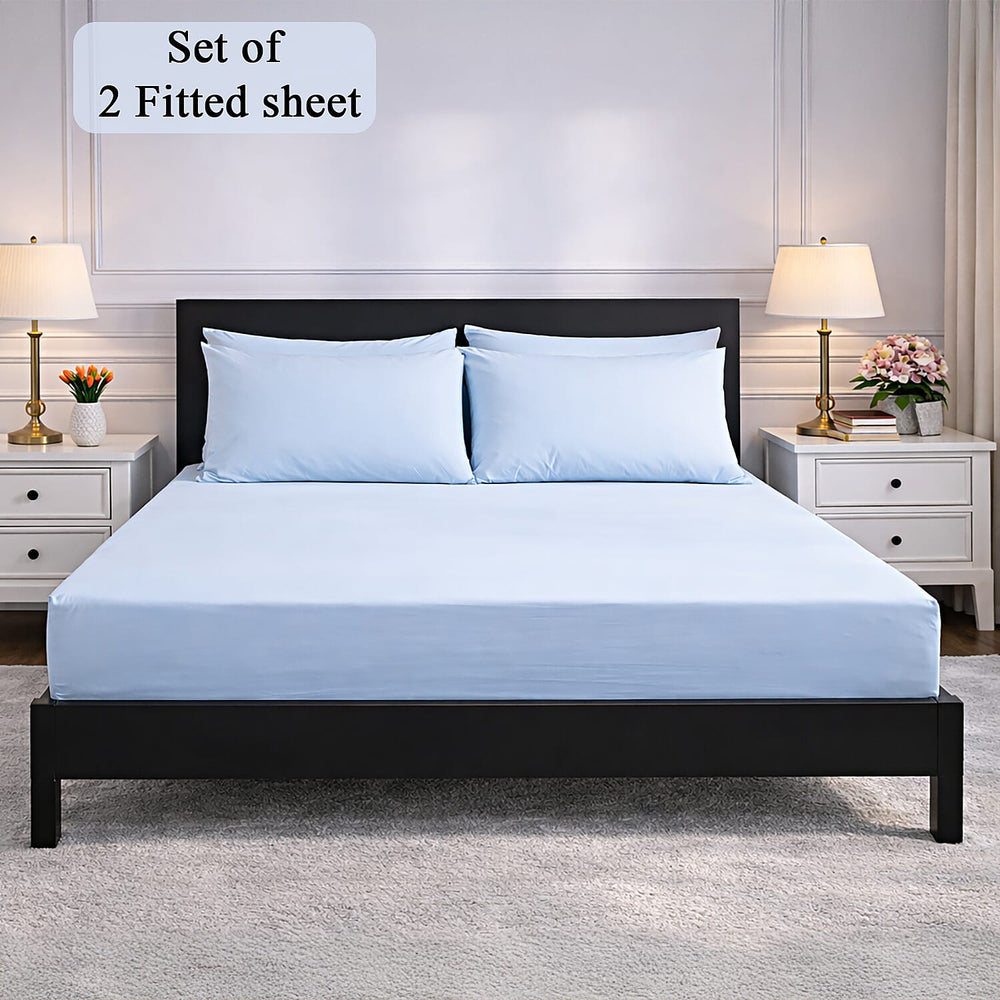 Hush Heven 6-Piece Bedding Set- Includes 2 Fitted Sheets - 4 Pillowcases (Double) - Light Grey