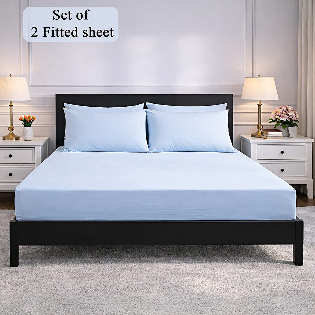 Hush Heven 6-Piece Bedding Set- Includes 2 Fitted Sheets - 4 Pillowcases (Double) - Light Grey