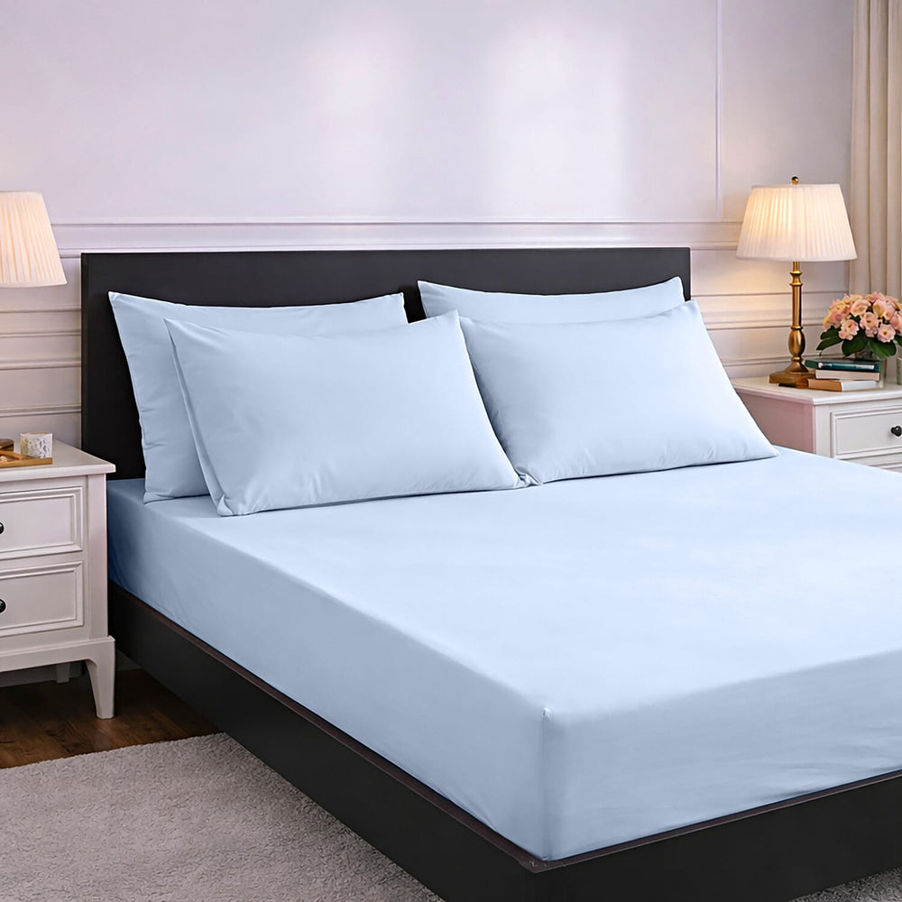 Hush Heven 6-Piece Bedding Set- Includes 2 Fitted Sheets - 4 Pillowcases (Double) - Light Grey
