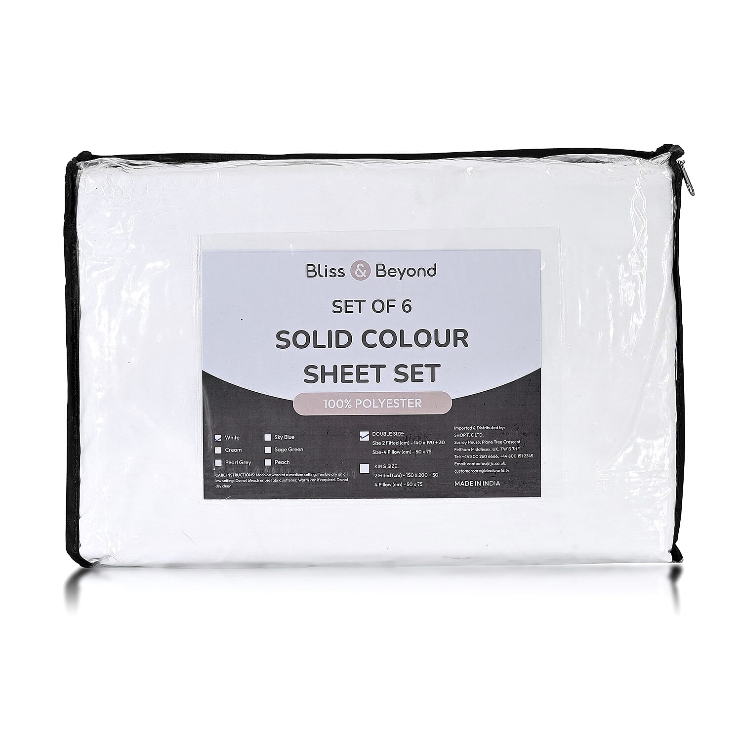Hush Heven 6-Piece Bedding Set- Includes 2 Fitted Sheets - 4 Pillowcases (Double) - White