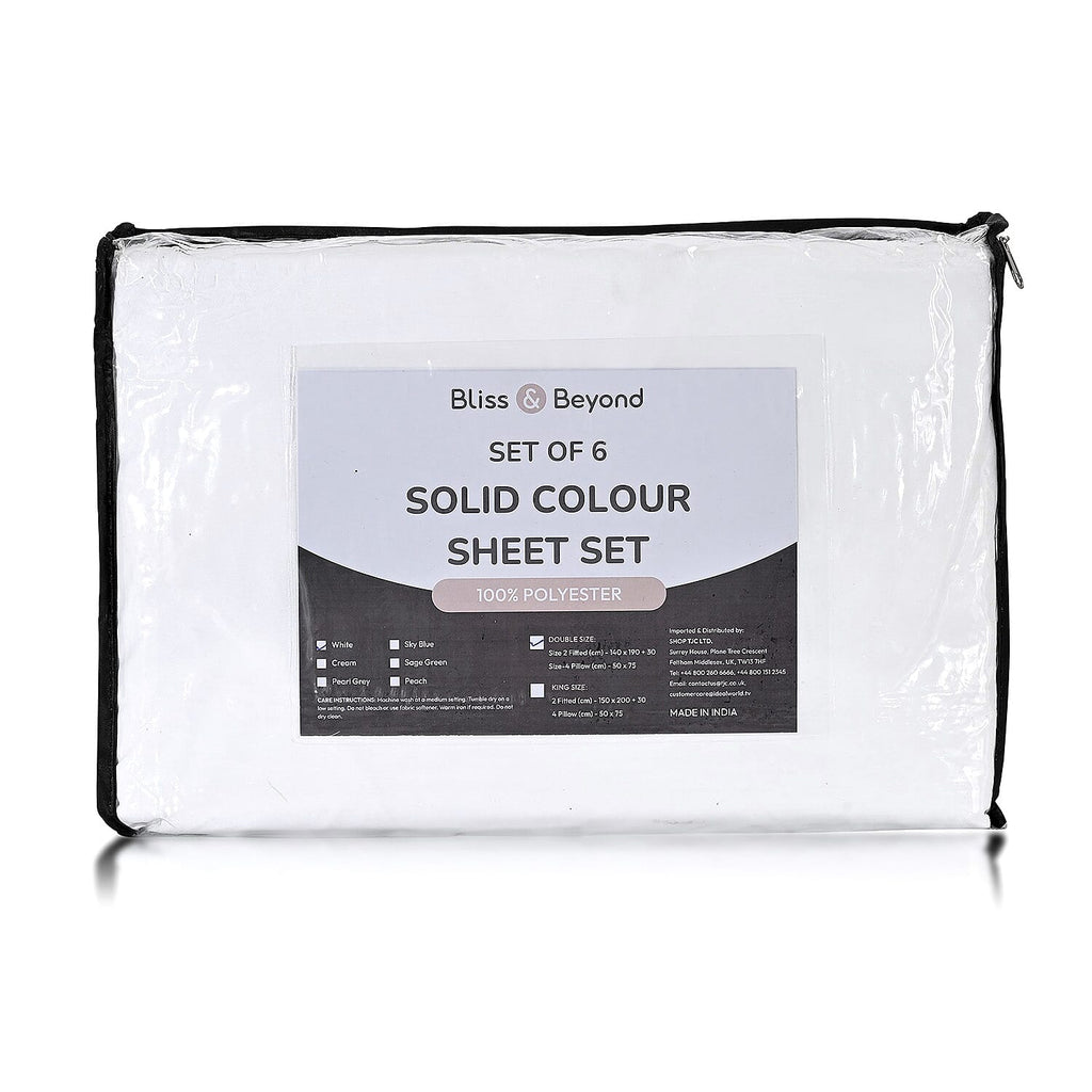 Hush Heven 6-Piece Bedding Set- Includes 2 Fitted Sheets - 4 Pillowcases (King) - White