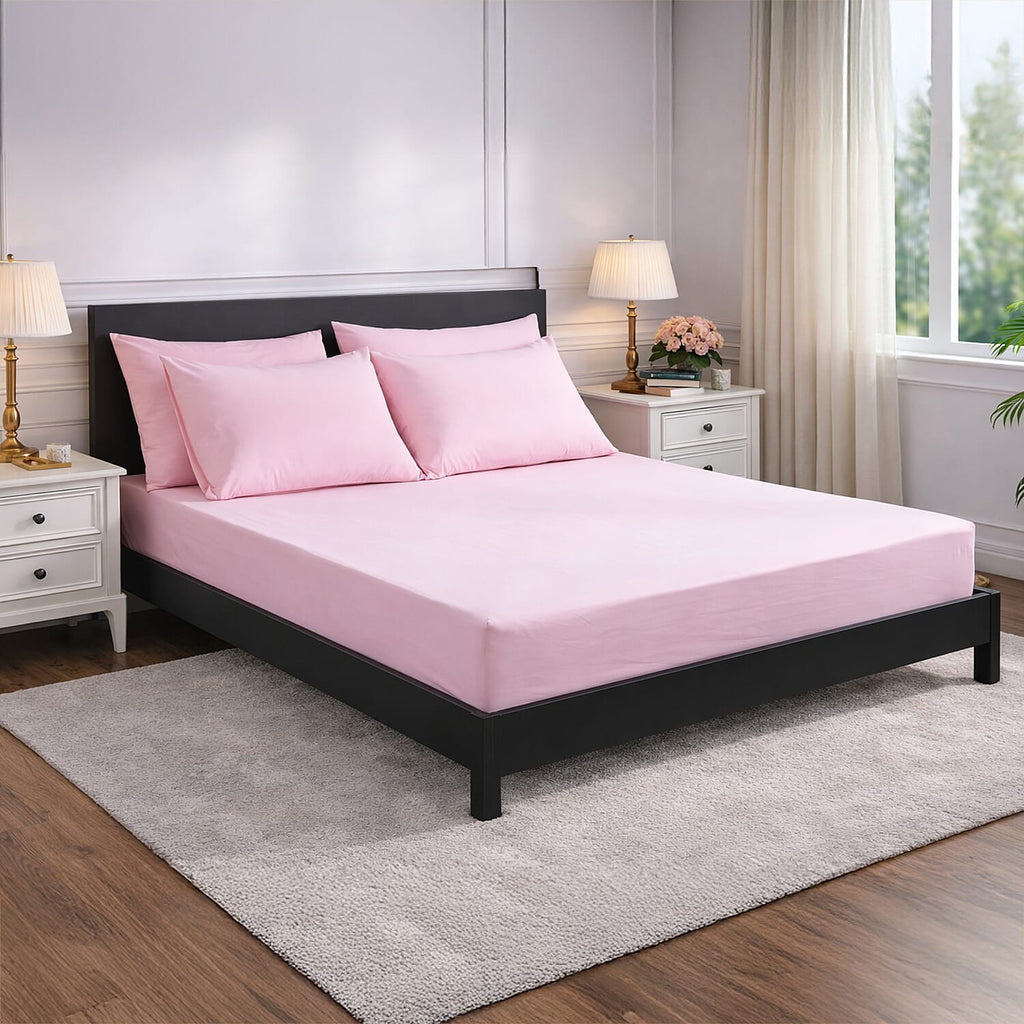 Hush Heven 6-Piece Bedding Set- Includes 2 Fitted Sheets - 4 Pillowcases (King) - Blush Pink