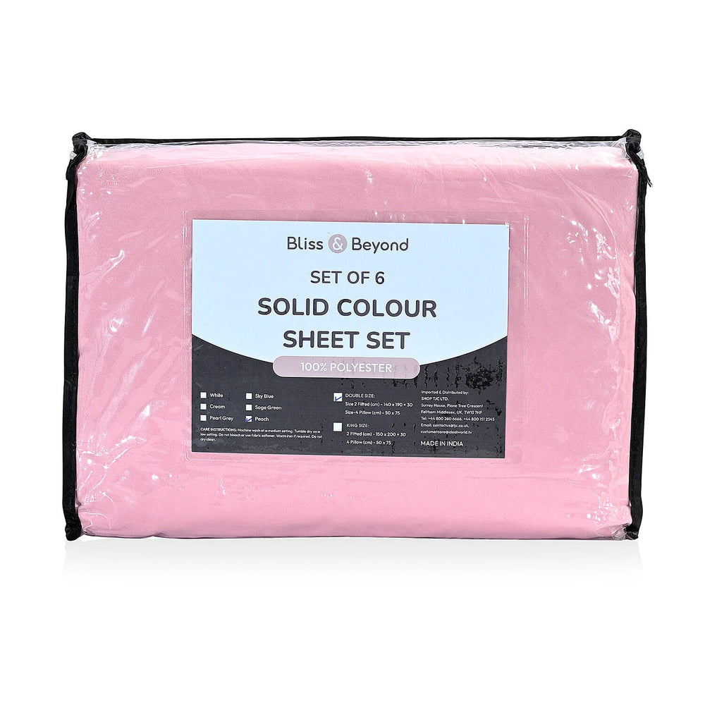 Hush Heven 6-Piece Bedding Set- Includes 2 Fitted Sheets - 4 Pillowcases (King) - Blush Pink