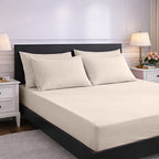 Hush Heven 6-Piece Bedding Set- Includes 2 Fitted Sheets - 4 Pillowcases (King) - Beige