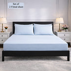 Hush Heven 6-Piece Bedding Set- Includes 2 Fitted Sheets - 4 Pillowcases (King) - Sky Blue
