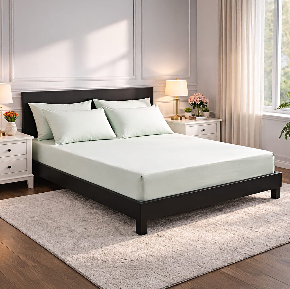 Hush Heven 6-Piece Bedding Set- Includes 2 Fitted Sheets - 4 Pillowcases (King) - Sage Green