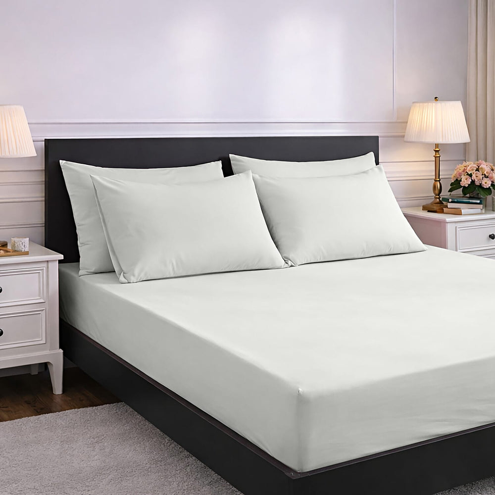 Hush Heven 6-Piece Bedding Set- Includes 2 Fitted Sheets - 4 Pillowcases (King) - Sage Green