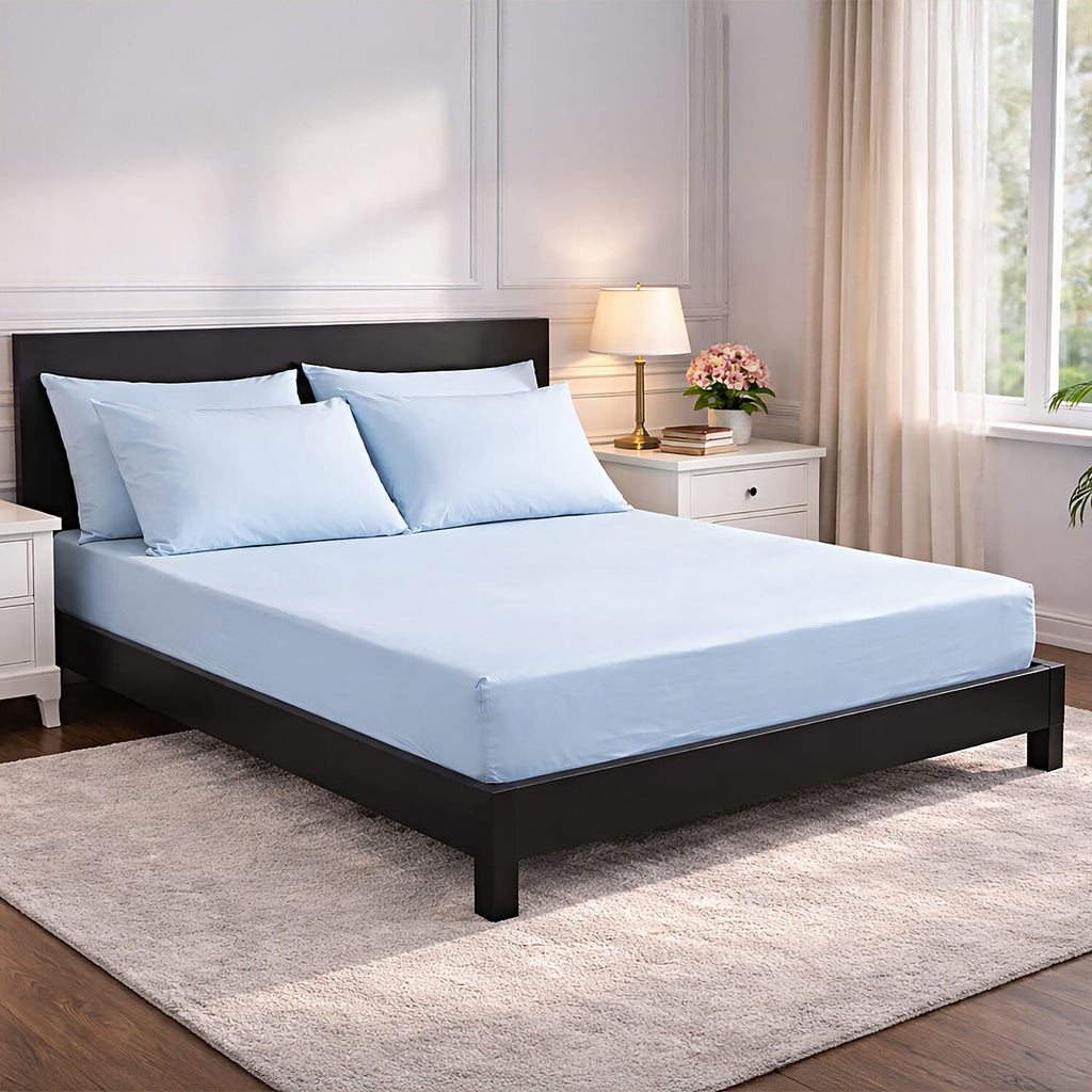 Hush Heven 6-Piece Bedding Set- Includes 2 Fitted Sheets - 4 Pillowcases (King) - Light Grey