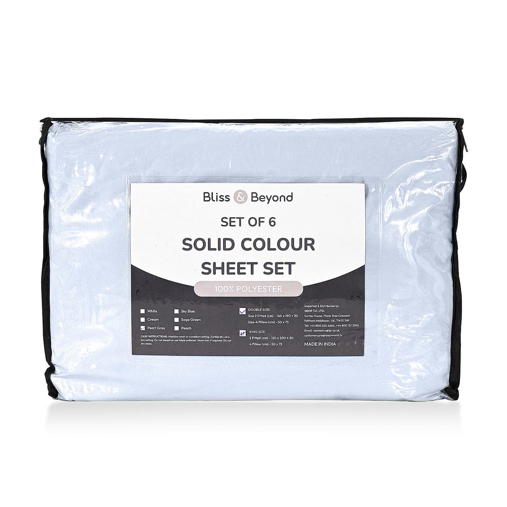 Hush Heven 6-Piece Bedding Set- Includes 2 Fitted Sheets - 4 Pillowcases (King) - Light Grey