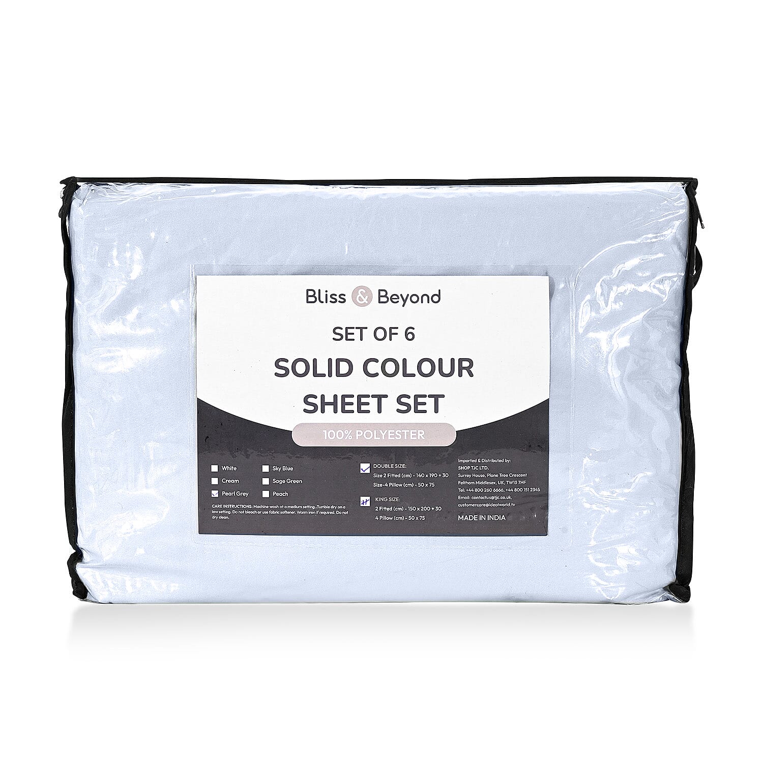 Hush Heven 6-Piece Bedding Set- Includes 2 Fitted Sheets - 4 Pillowcases (King) - Light Grey