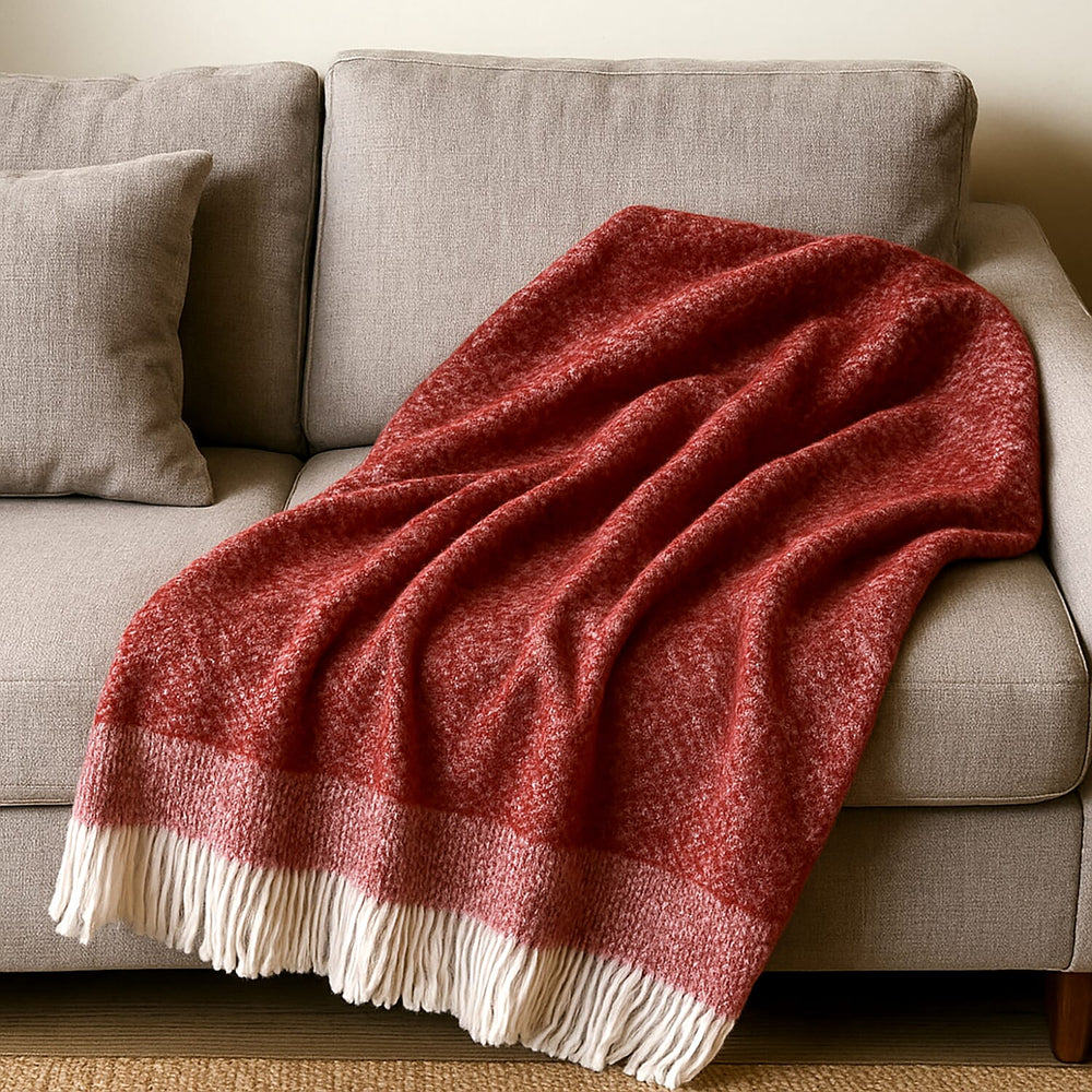 Bliss - Beyond Supersoft Mohair Wool Cozy Blanket with Timeless Appeal (Size 170x130 cm) - Maroon