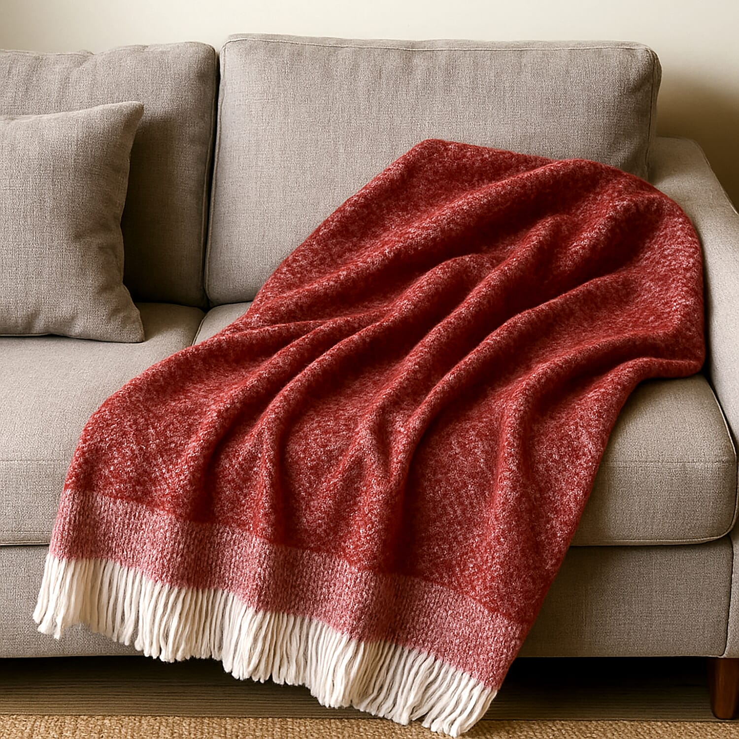 Bliss - Beyond Supersoft Mohair Wool Cozy Blanket with Timeless Appeal (Size 170x130 cm) - Maroon