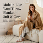 Bliss - Beyond Supersoft Mohair Wool Cozy Blanket with Timeless Appeal (Size 170x130 cm) - Mustard