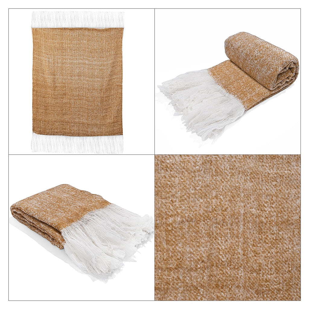 Bliss - Beyond Supersoft Mohair Wool Cozy Blanket with Timeless Appeal (Size 170x130 cm) - Mustard