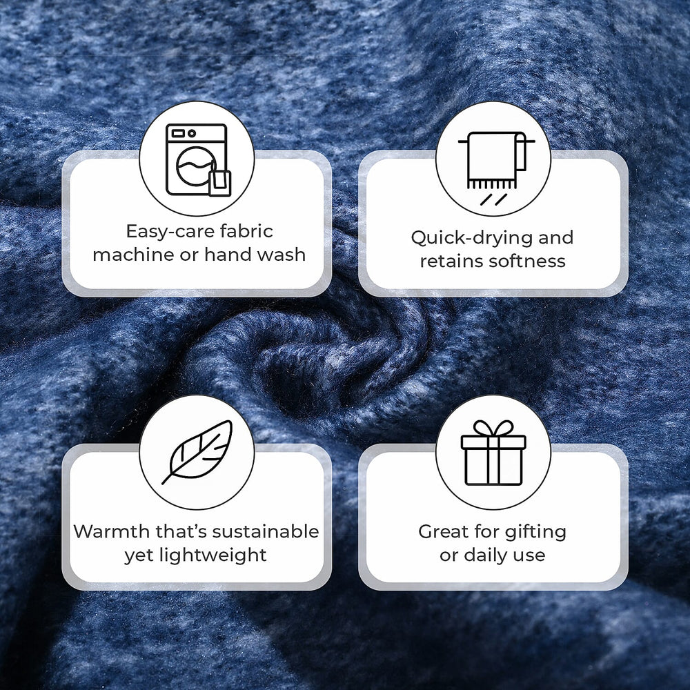 Bliss - Beyond Supersoft Mohair Wool Cozy Blanket with Timeless Appeal (Size 170x130 cm) - Navy
