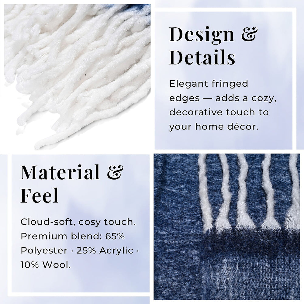 Bliss - Beyond Supersoft Mohair Wool Cozy Blanket with Timeless Appeal (Size 170x130 cm) - Navy
