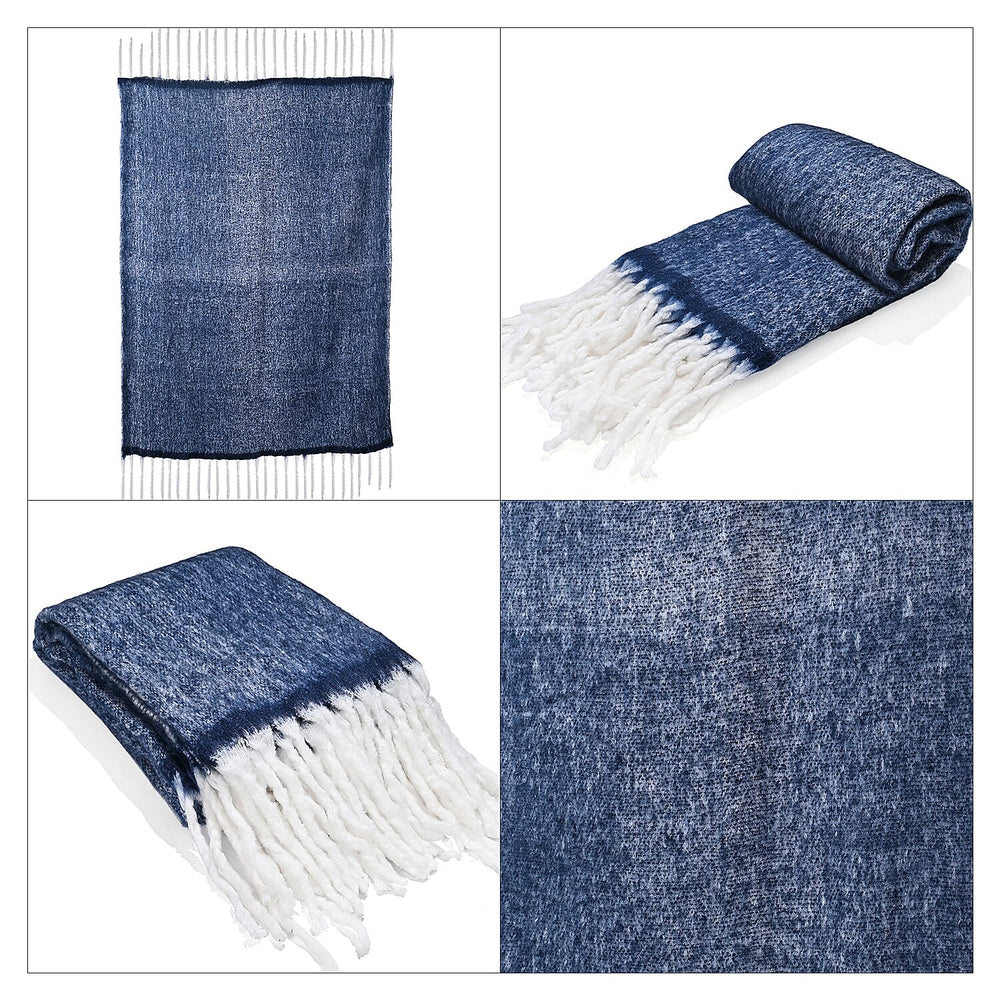 Bliss - Beyond Supersoft Mohair Wool Cozy Blanket with Timeless Appeal (Size 170x130 cm) - Navy