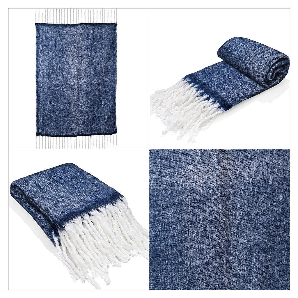Bliss - Beyond Supersoft Mohair Wool Cozy Blanket with Timeless Appeal (Size 170x130 cm) - Navy