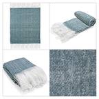 Bliss - Beyond Supersoft Mohair Wool Cozy Blanket with Timeless Appeal (Size 170x130 cm) - Sky Blue - White