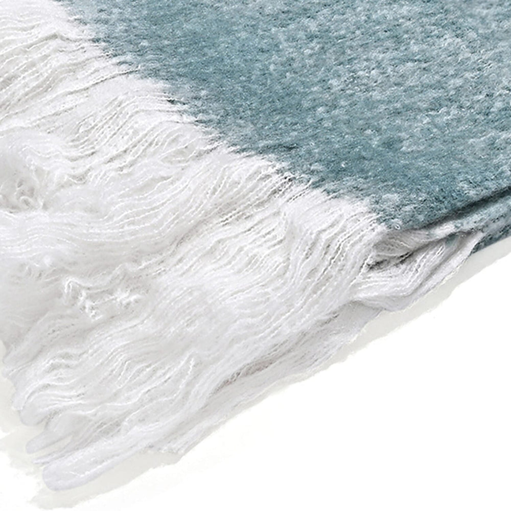 Bliss - Beyond Supersoft Mohair Wool Cozy Blanket with Timeless Appeal (Size 170x130 cm) - Sky Blue - White