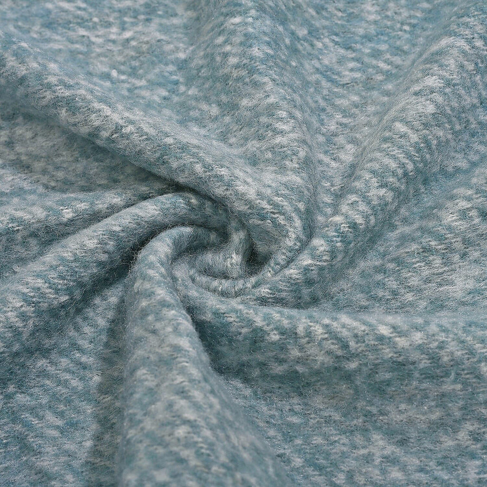 Bliss - Beyond Supersoft Mohair Wool Cozy Blanket with Timeless Appeal (Size 170x130 cm) - Sky Blue - White