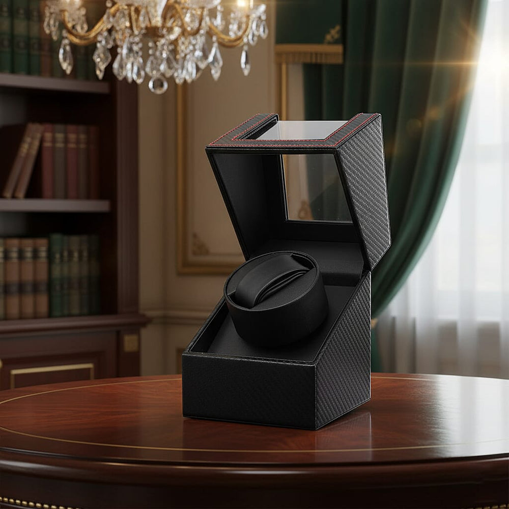 Automatic Rotating Watch Winder Box (Size 12x13x16 cm) - Black