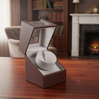 Automatic Rotating Watch Winder Box (Size 12x13x16 cm) - Brown - Grey