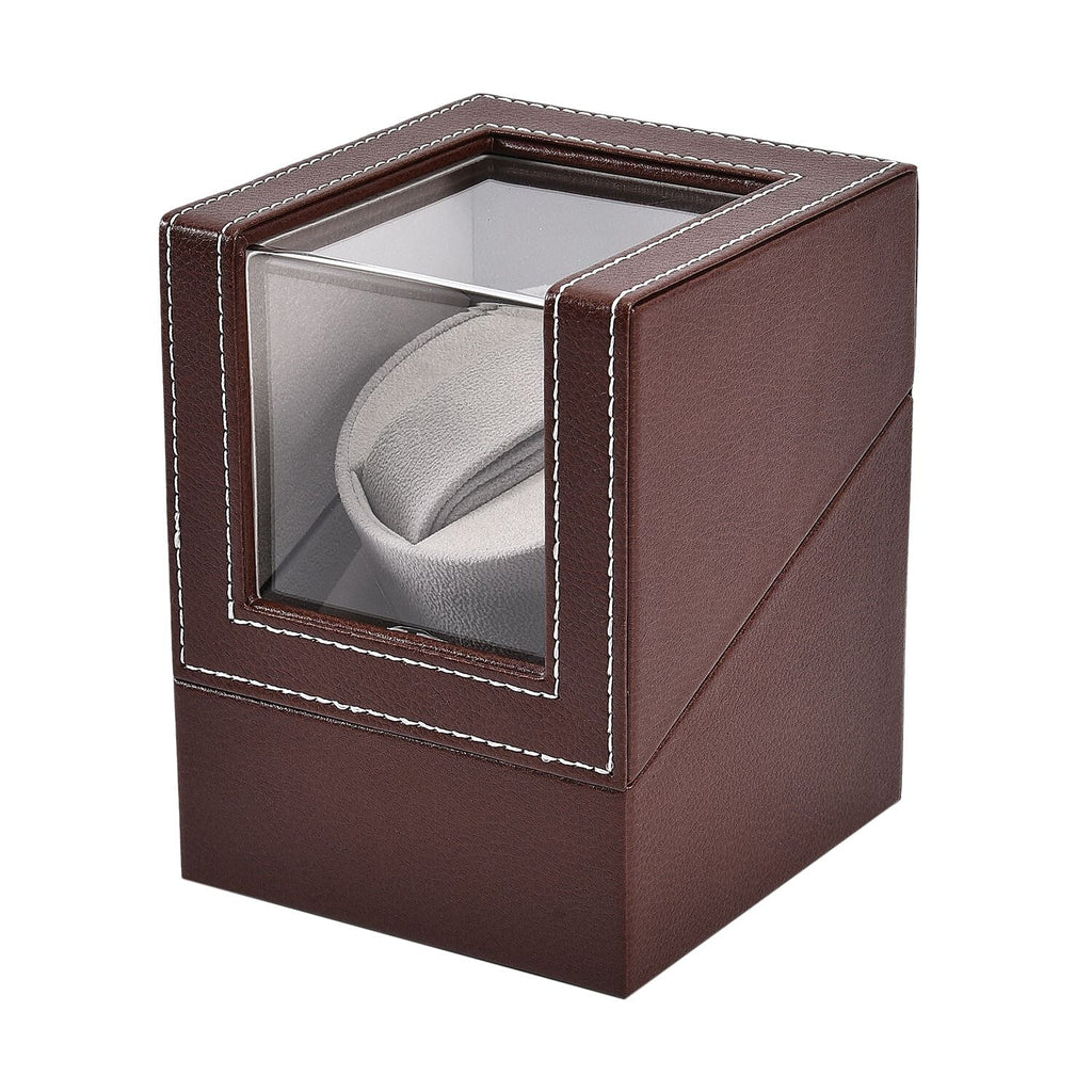 Automatic Rotating Watch Winder Box (Size 12x13x16 cm) - Brown - Grey