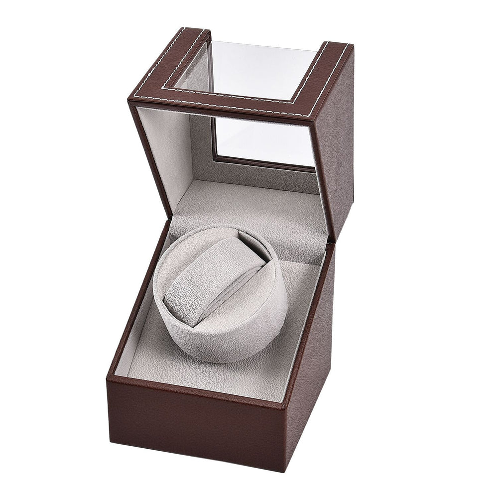 Automatic Rotating Watch Winder Box (Size 12x13x16 cm) - Brown - Grey