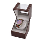 Automatic Rotating Watch Winder Box (Size 12x13x16 cm) - Brown - Grey