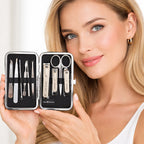 Bliss - Beyond 10 Piece Stainless Steel Embossed Manicure Set - Blue