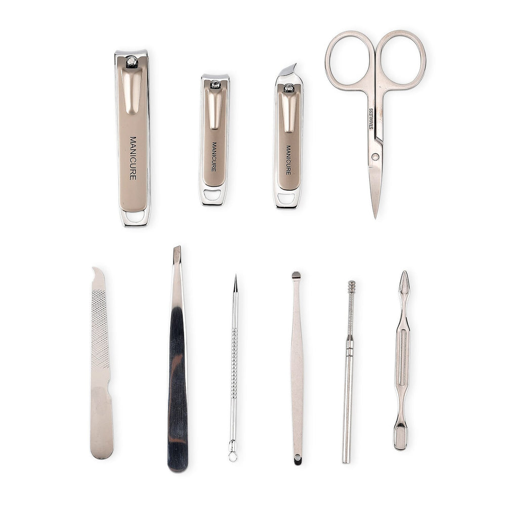 Bliss - Beyond 10 Piece Stainless Steel Embossed Manicure Set - Blue