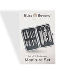 Bliss - Beyond 10 Piece Stainless Steel Embossed Manicure Set - Blue