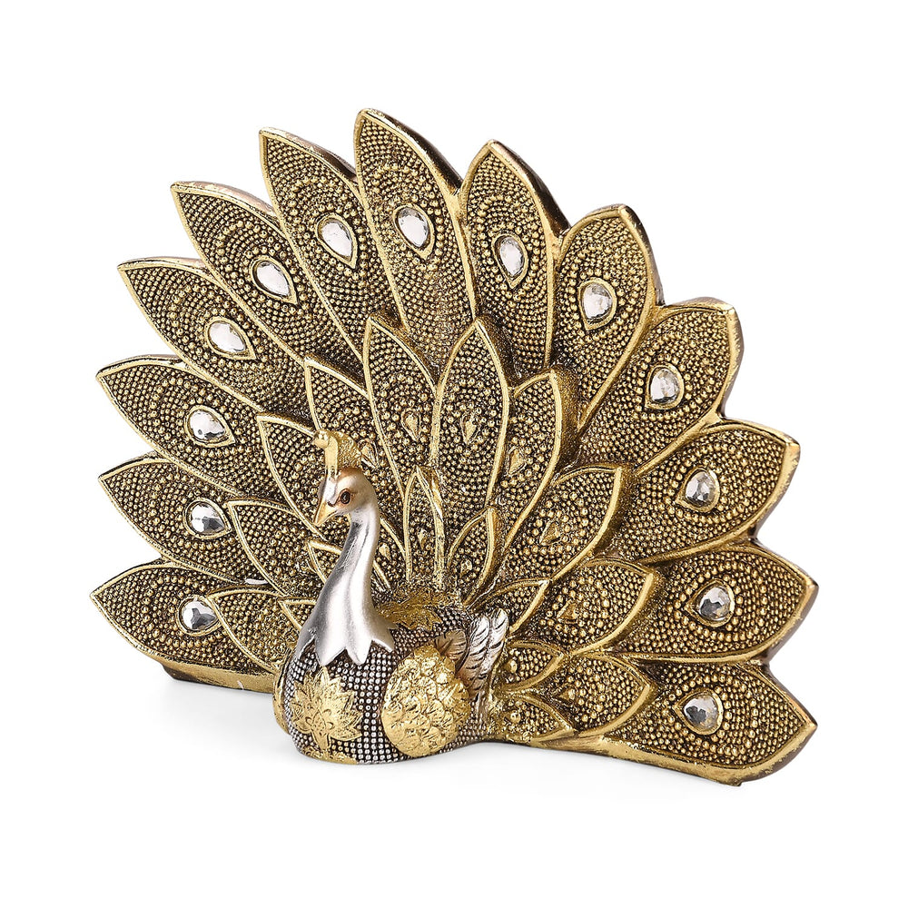 Bliss - Beyond Stunning Peacock Decor Piece (29 x 10.5 x 20 cm)  - Silver - Gold