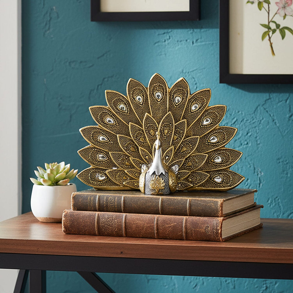 Bliss - Beyond Stunning Peacock Decor Piece (29 x 10.5 x 20 cm)  - Silver - Gold