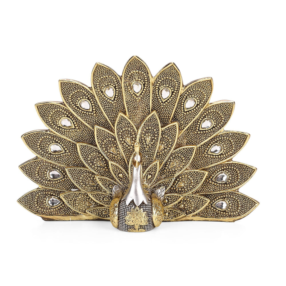 Bliss - Beyond Stunning Peacock Decor Piece (29 x 10.5 x 20 cm)  - Silver - Gold