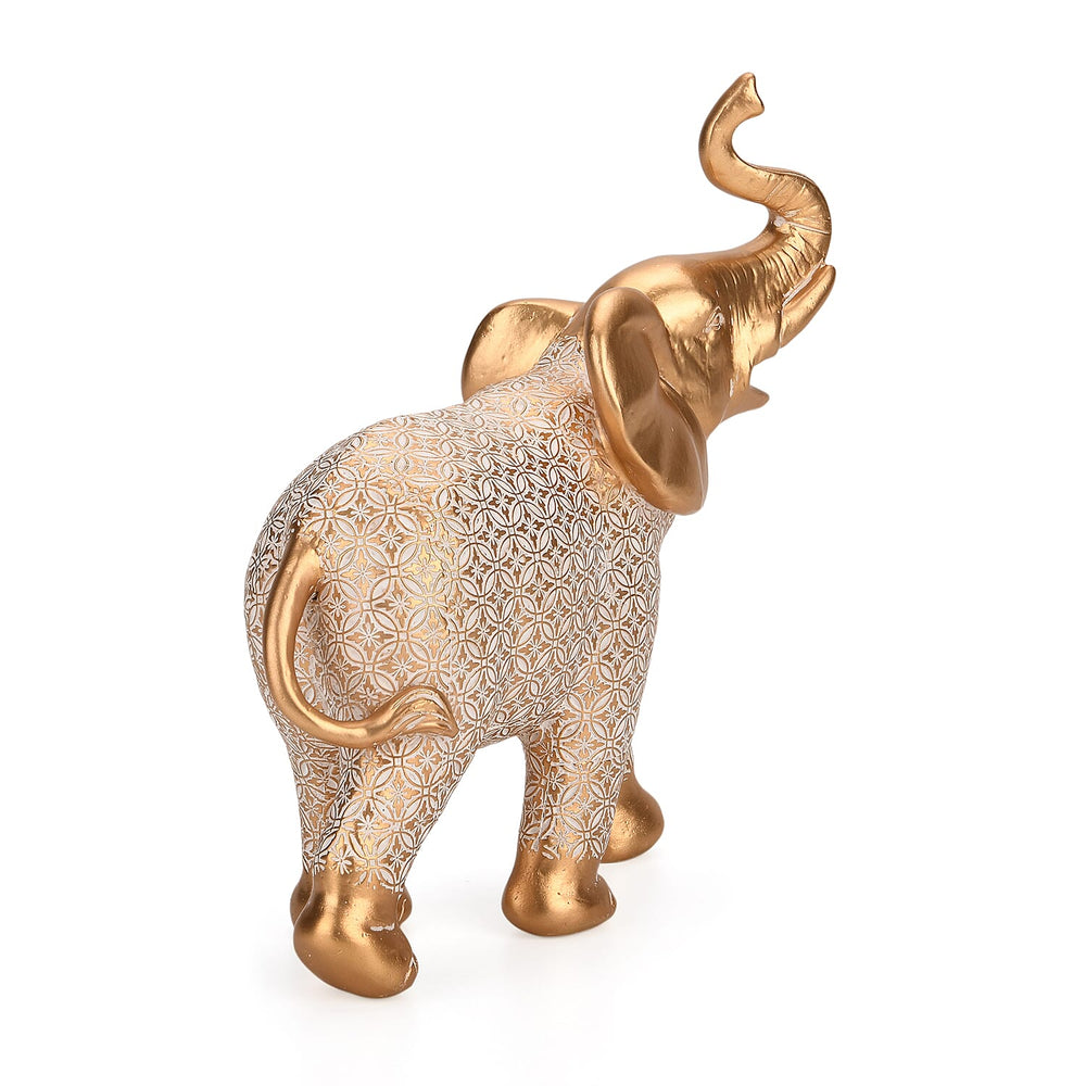 Bliss - Beyond White-Coated Antique Elephant with Gold Foil