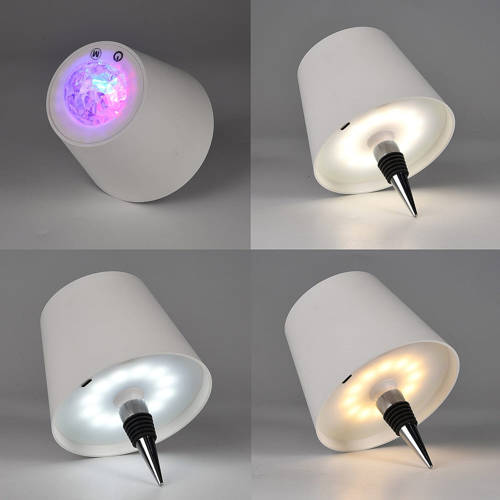 Bliss - Beyond Rechargeable Wine Bottle Lamp with 7-Color Projector - White
