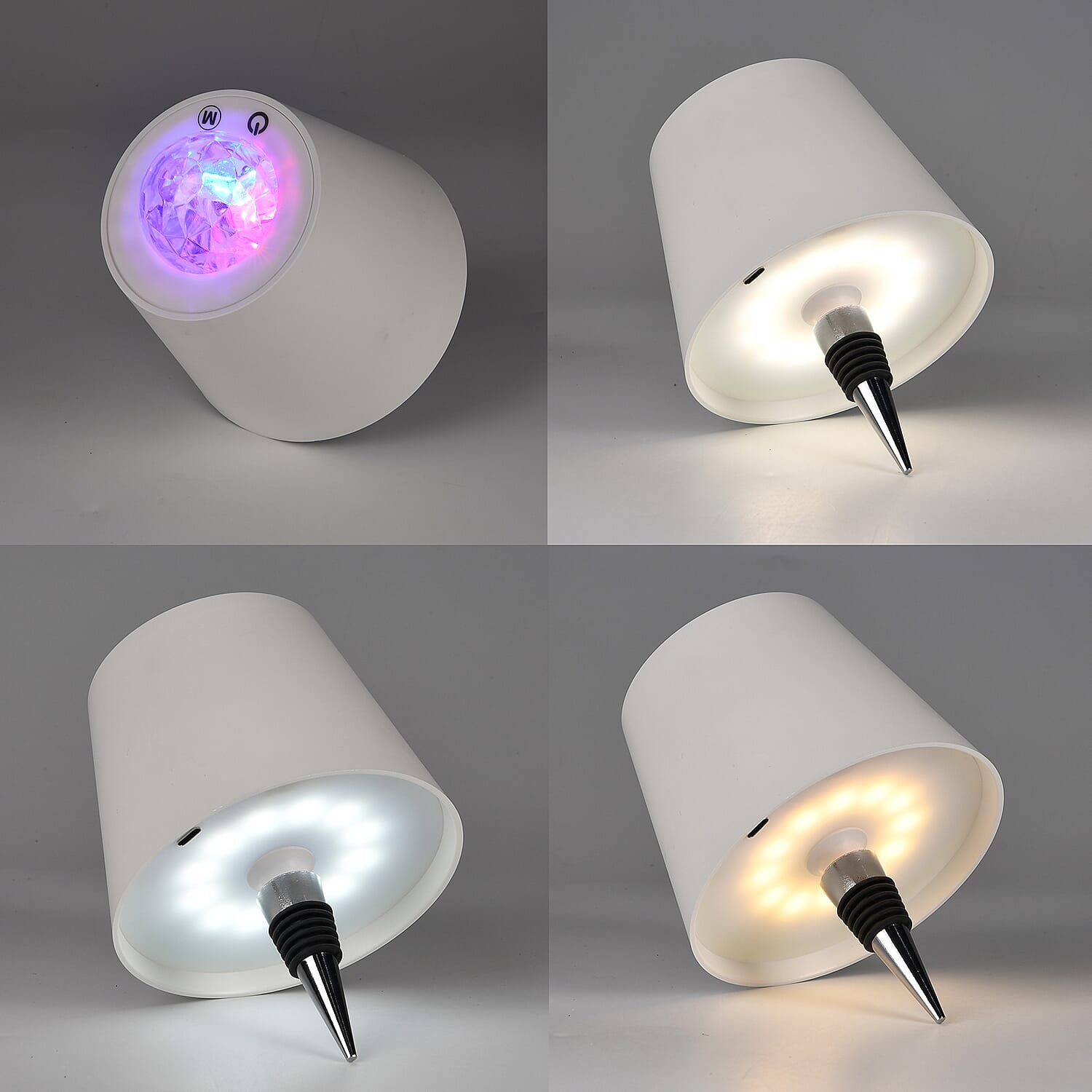 Bliss - Beyond Rechargeable Wine Bottle Lamp with 7-Color Projector - White