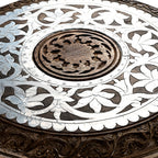 Bliss - Beyond Hand Carved Oxidized Pattern Table (45cm) - Silver - Brown
