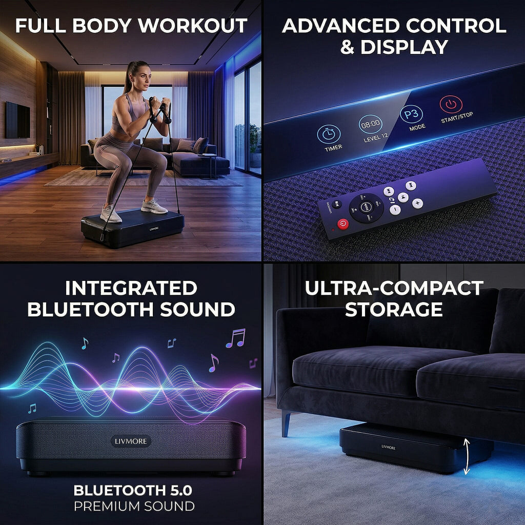 Bliss - Beyond Vibration Plate Exercise Machine with LED Touch Screen - Remote Control - 99 Speed Levels- Supports upto 28.50 Stones - 182 KGs