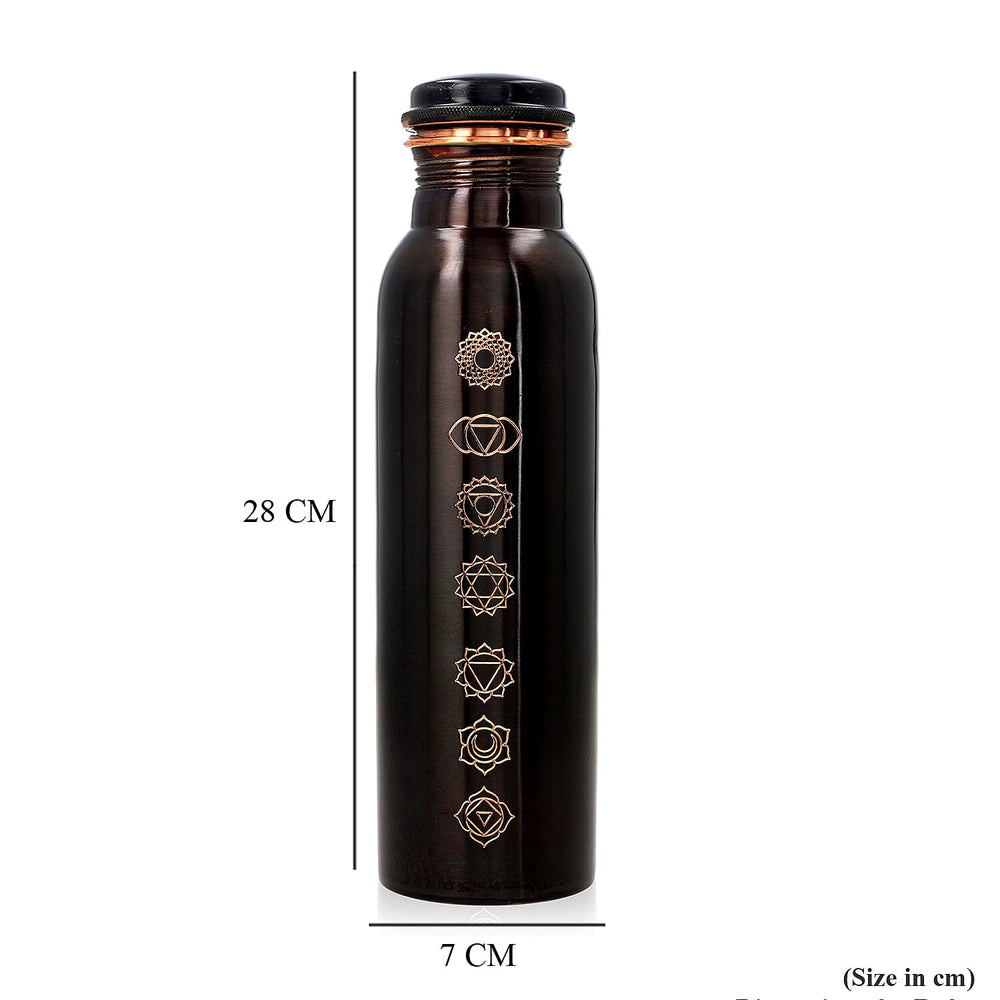 Bliss - Beyond Engraved Seven Chakra Copper 750ml Water Bottle with Tin Gift Box - Black
