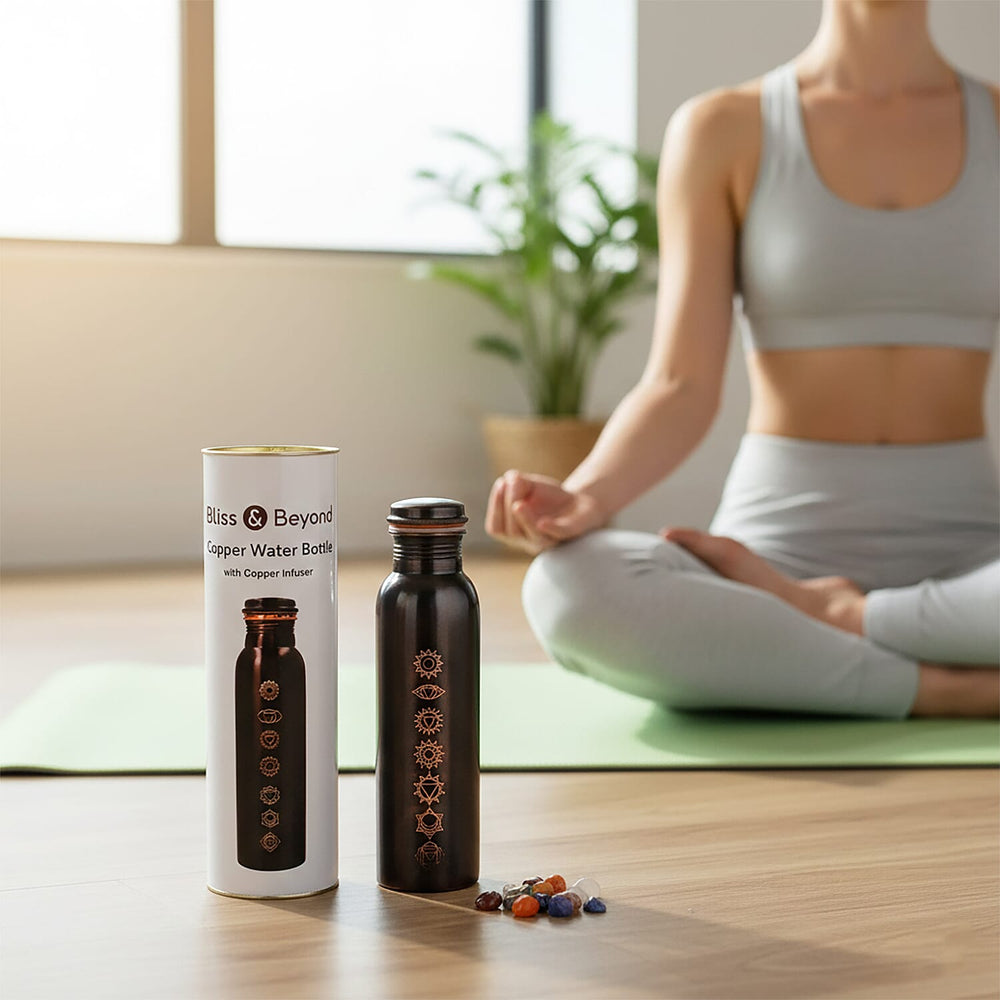 Bliss - Beyond Seven Chakra Copper Bottle Set - 32 Oz. - Golden