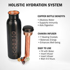Bliss - Beyond Seven Chakra Copper Bottle Set - 32 Oz. - Golden