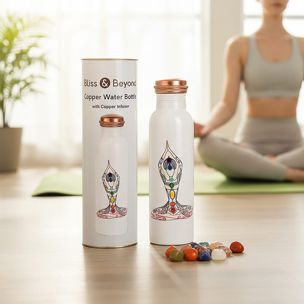 Bliss - Beyond Seven Chakra Copper Bottle Set - 32 Oz. White - Multi-Colour