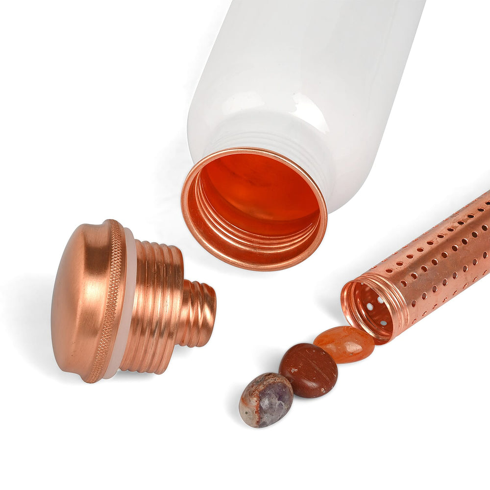 Bliss - Beyond Seven Chakra Copper Bottle Set - 32 Oz. White - Multi-Colour